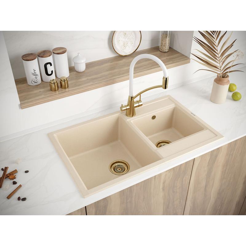 Мойка кухонная Paulmark Tandem 80/1.5 PM238250-QU из искусственного камня, кварц