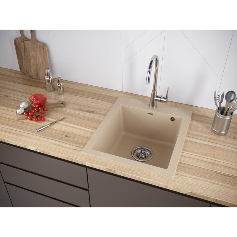 Мойка кухонная Paulmark Kante 45 PM104651-QU из искусственного камня, кварц