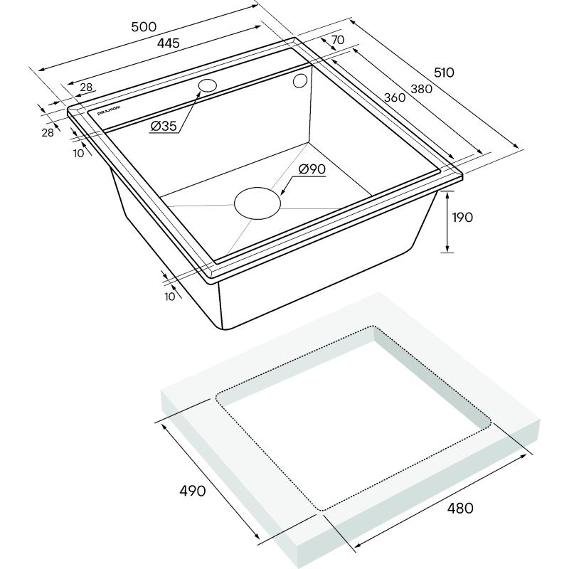 Кухонная мойка Paulmark Stepia-500 PM115051-AN Антрацит