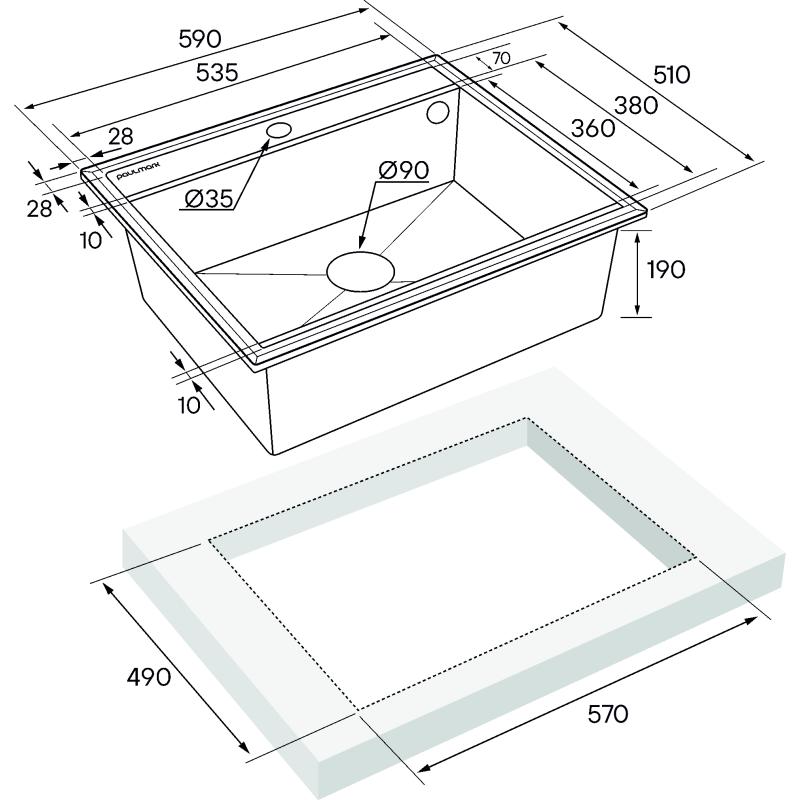 Кухонная мойка Paulmark Stepia-590 PM115951-AN Антрацит