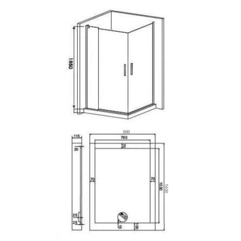 Душевой уголок Good Door Pandora WCR140*90, ПД00029, 140 х 90 см, стекло прозрачное, профиль хром