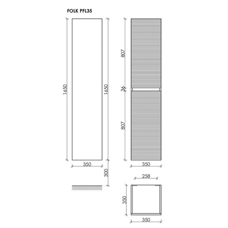 Пенал Sancos Folk PFL35W, 35 см, подвесной с рельефным фасадом, цвет bianco