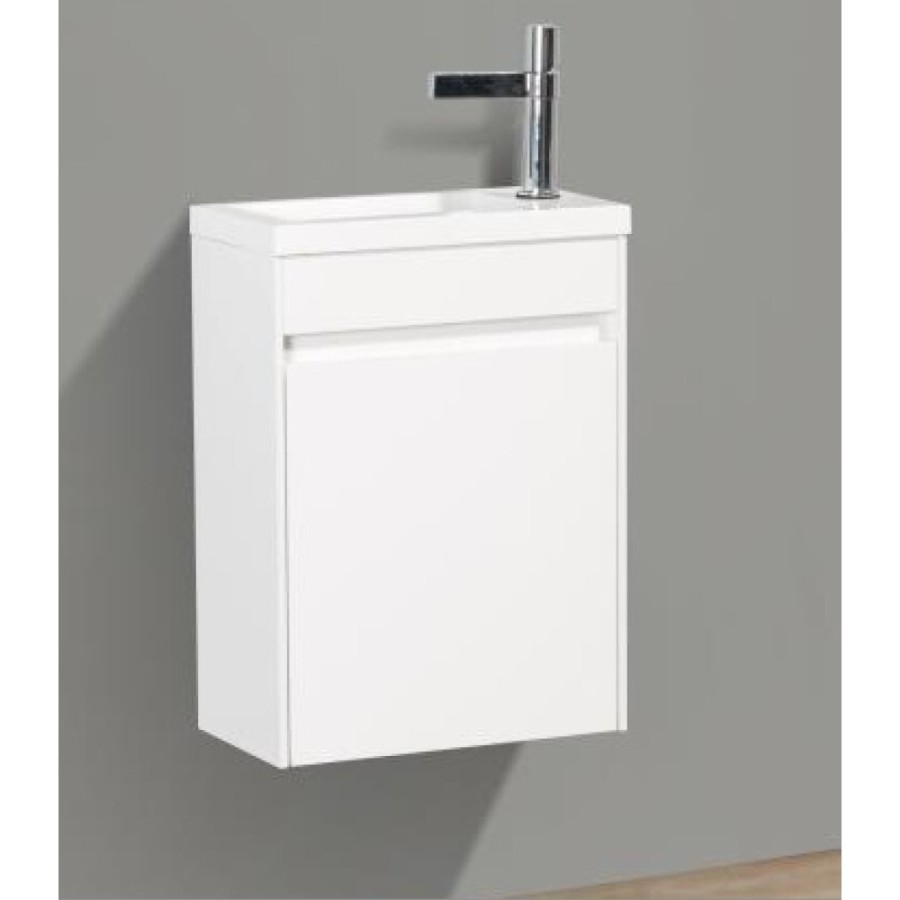 Тумба под раковину BelBagno Pietra Mini, 40 см, белый глянцевый, Bianco Lucido, левая/правая, PIETRA MINI-400-1A-SO-BL-L/R