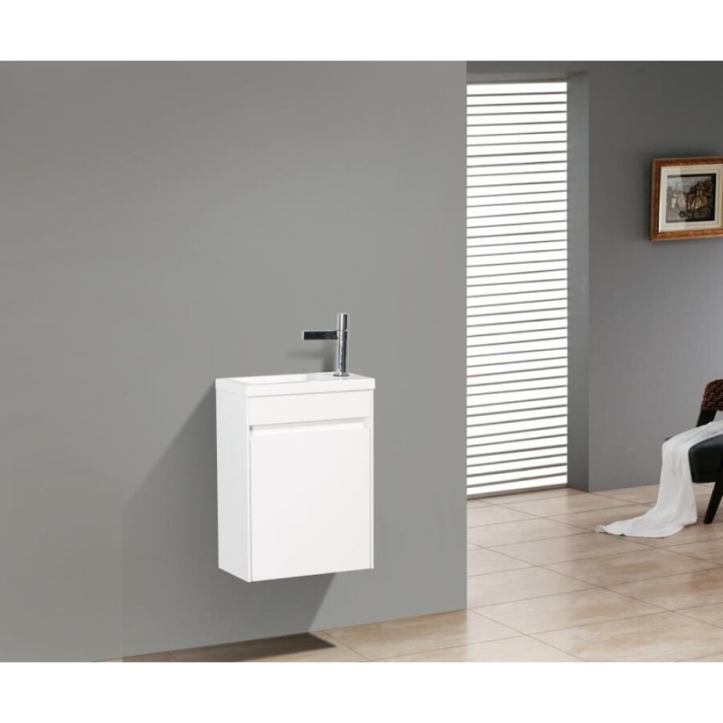 Тумба под раковину BelBagno Pietra Mini, 40 см, белый глянцевый, Bianco Lucido, левая/правая, PIETRA MINI-400-1A-SO-BL-L/R