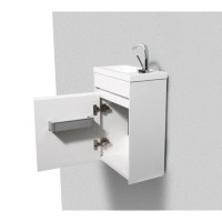 Тумба под раковину BelBagno Pietra Mini, 40 см, белый глянцевый, Bianco Lucido, левая/правая, PIETRA MINI-400-1A-SO-BL-L/R