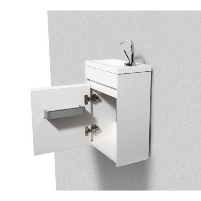 Тумба под раковину BelBagno Pietra Mini, 40 см, белый глянцевый, Bianco Lucido, левая/правая, PIETRA MINI-400-1A-SO-BL-L/R
