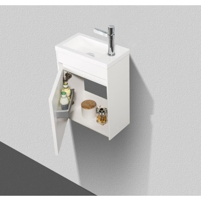 Тумба под раковину BelBagno Pietra Mini, 40 см, белый глянцевый, Bianco Lucido, левая/правая, PIETRA MINI-400-1A-SO-BL-L/R