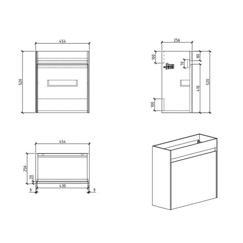 Тумба под раковину BelBagno Pietra Mini, 46 см, коричневый, Stone, левая/правая, PIETRA MINI-460-1A-SO-PT-L/R