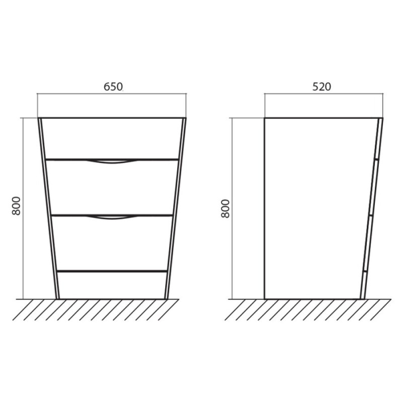 Тумба под раковину BelBagno Piramide PIRAMID-650-2C-PIA-BL 65 х 80 см, Bianco Lucido
