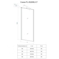 Стеклянная шторка на ванну Veconi Palau PL85-50-01-C8, 50 см, стекло прозрачное, профиль хром