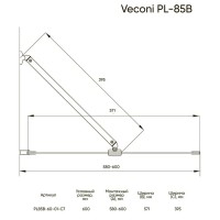 Шторка на ванну Veconi Palau 60 x 150 см неподвижная, стекло прозрачное, профиль черный матовый, PL85B-60-01-C7