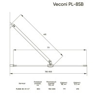 Шторка на ванну Veconi Palau 80 x 150 см неподвижная, стекло прозрачное, профиль черный матовый, PL85B-80-01-C7