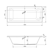 Ванна акриловая Cezares PLANE MINI-180-80-42-W37 180 х 80 см