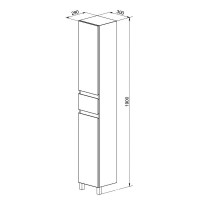 Пенал Orange TOPLINE-Lyon 30 см, напольный, с корзиной, правый, белый, PLY30-02KR