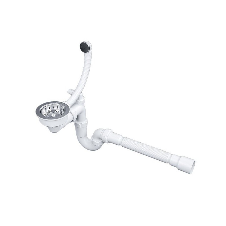 Сифон телескопический Paulmark Trust PM1022-CR, с круглым переливом, цвет хром