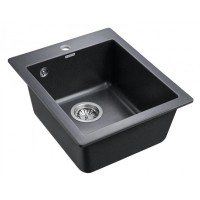 Мойка кухонная Paulmark Kante PM104249-BL, 41.5 см, кварцевая, черный