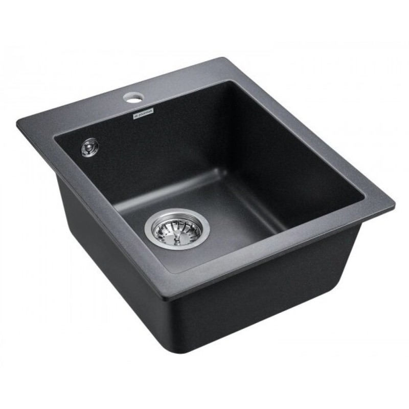 Мойка кухонная Paulmark Kante PM104249-BL, 41.5 см, кварцевая, черный