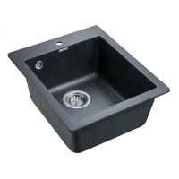 Мойка кухонная Paulmark Kante PM104249-BLM, 41.5 см, кварцевая, черный металлик