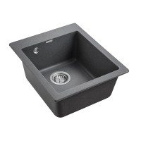 Мойка кухонная Paulmark Kante PM104249-DG, 41.5 см, кварцевая, графит