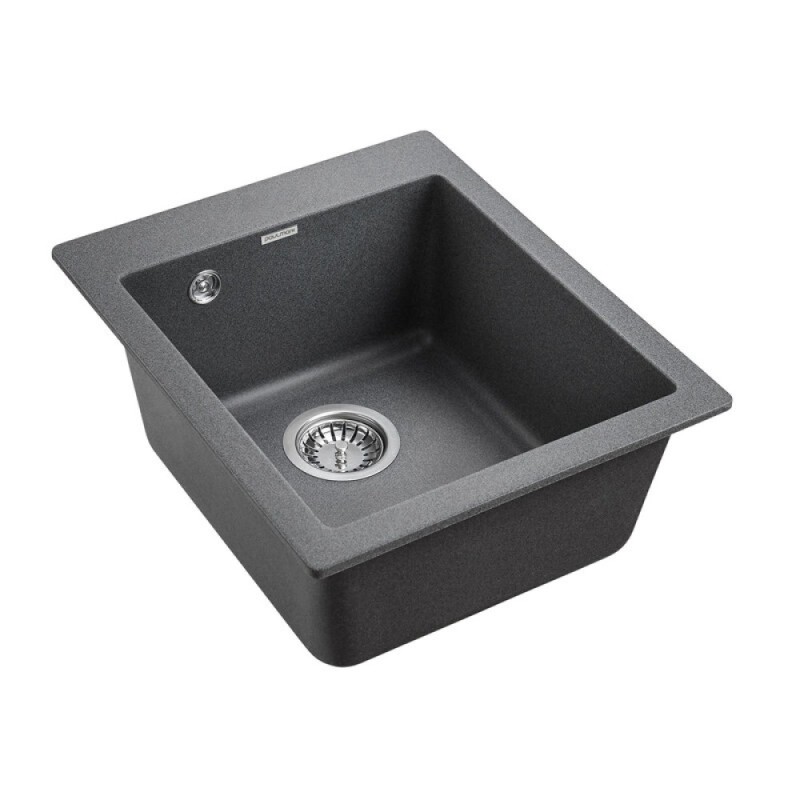 Мойка кухонная Paulmark Kante PM104249-DG, 41.5 см, кварцевая, графит