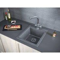 Мойка кухонная Paulmark Kante PM104249-DG, 41.5 см, кварцевая, графит
