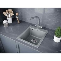 Мойка кухонная Paulmark Kante PM104249-GR, 41.5 см, кварцевая, серый