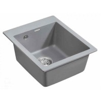 Мойка кухонная Paulmark Kante PM104249-GRM, 41.5 см, кварцевая, серый металлик