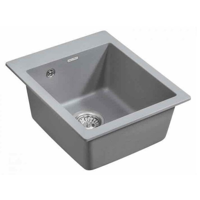 Мойка кухонная Paulmark Kante PM104249-GRM, 41.5 см, кварцевая, серый металлик