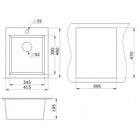 Мойка кухонная Paulmark Kante PM104249-WH, 41.5 см, кварцевая, белый