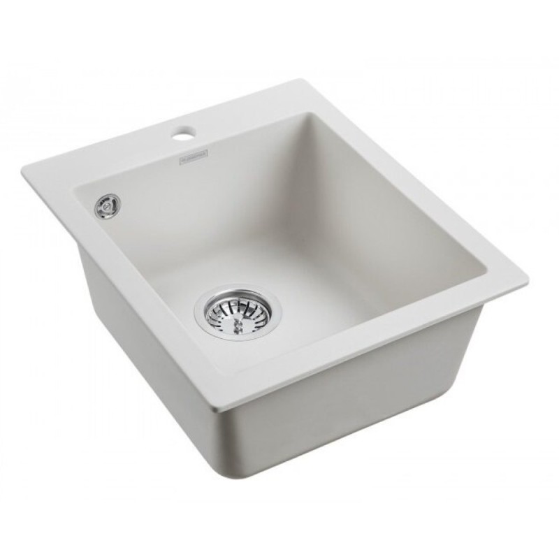 Мойка кухонная Paulmark Kante PM104249-WH, 41.5 см, кварцевая, белый