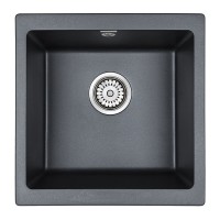 Мойка кухонная Paulmark Gera PM104546-BLM, 45 см, кварцевая, черный металлик