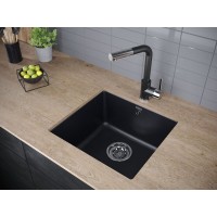 Мойка кухонная Paulmark Gera PM104546-BLM, 45 см, кварцевая, черный металлик