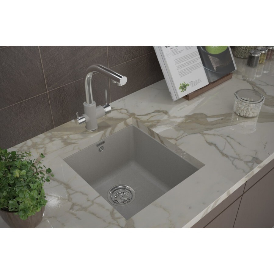 Мойка кухонная Paulmark Gera PM104546-GR, 45 см, кварцевая, серый