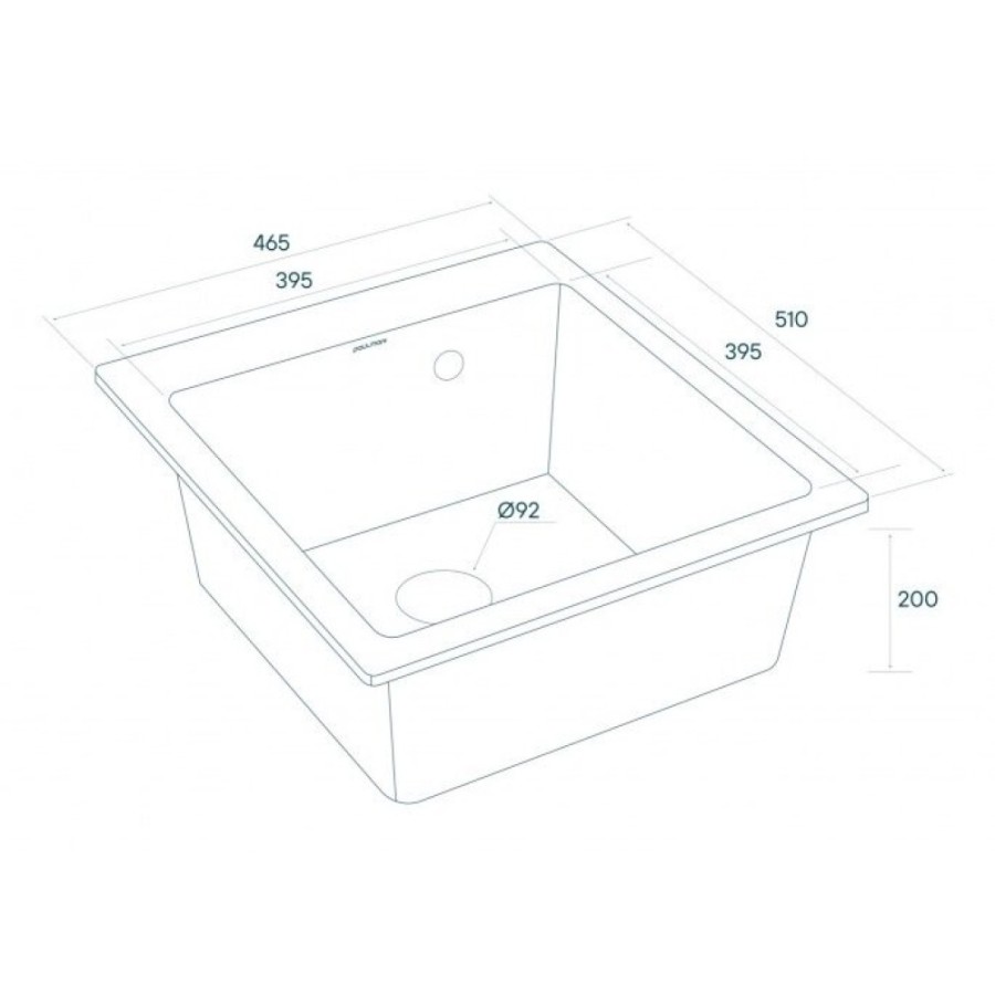 Мойка кухонная Paulmark Kante PM104651-BL, 46.5 см, кварцевая, черный