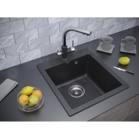 Мойка кухонная Paulmark Kante PM104651-BL, 46.5 см, кварцевая, черный