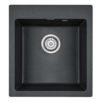 Мойка кухонная Paulmark Kante PM104651-BL, 46.5 см, кварцевая, черный