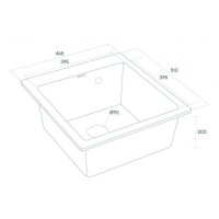 Мойка кухонная Paulmark Kante PM104651-DG, 46.5 см, кварцевая, графит