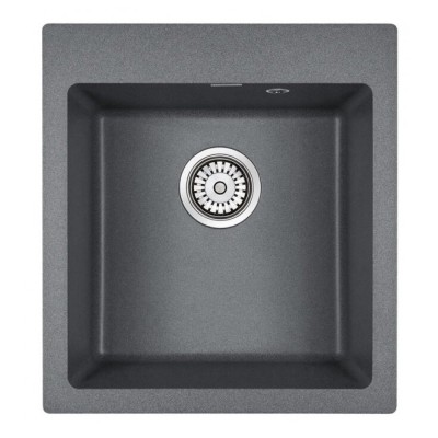 Мойка кухонная Paulmark Kante PM104651-DG, 46.5 см, кварцевая, графит