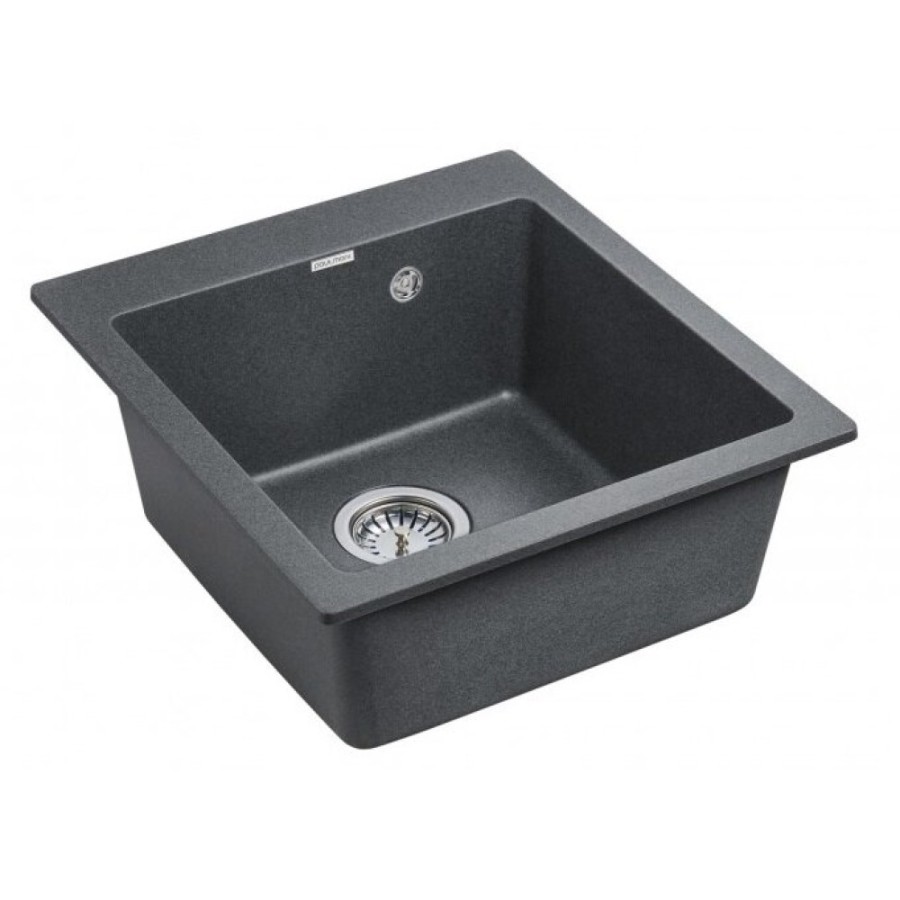 Мойка кухонная Paulmark Kante PM104651-DG, 46.5 см, кварцевая, графит