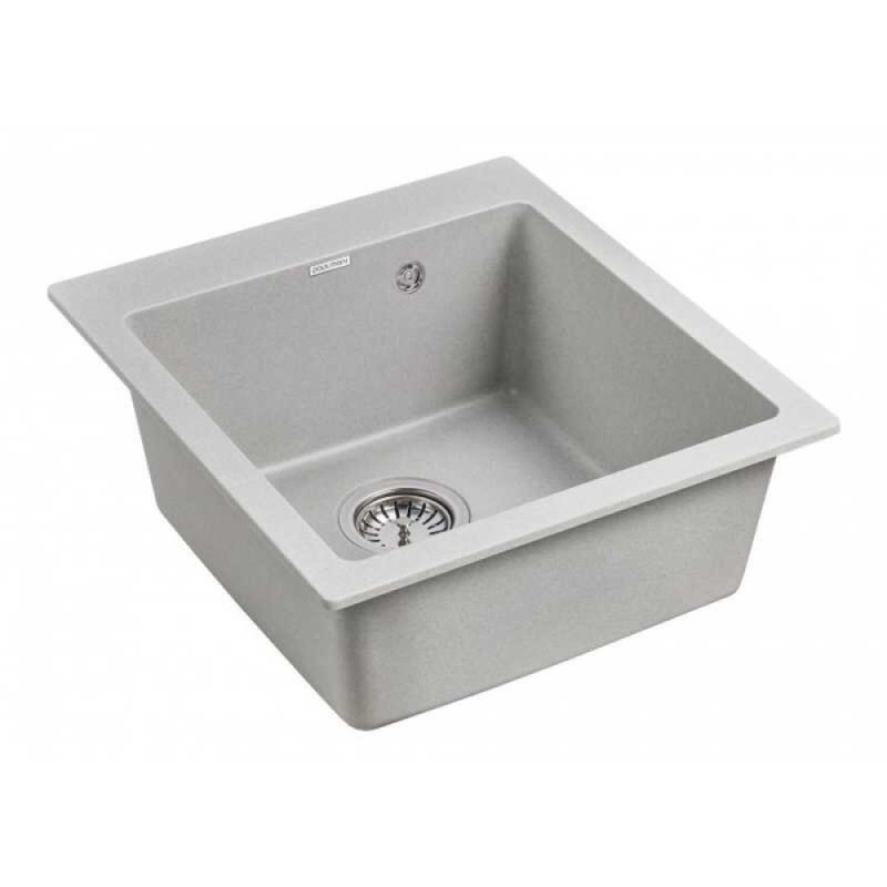 Мойка кухонная Paulmark Kante PM104651-GR, 46.5 см, кварцевая, серый