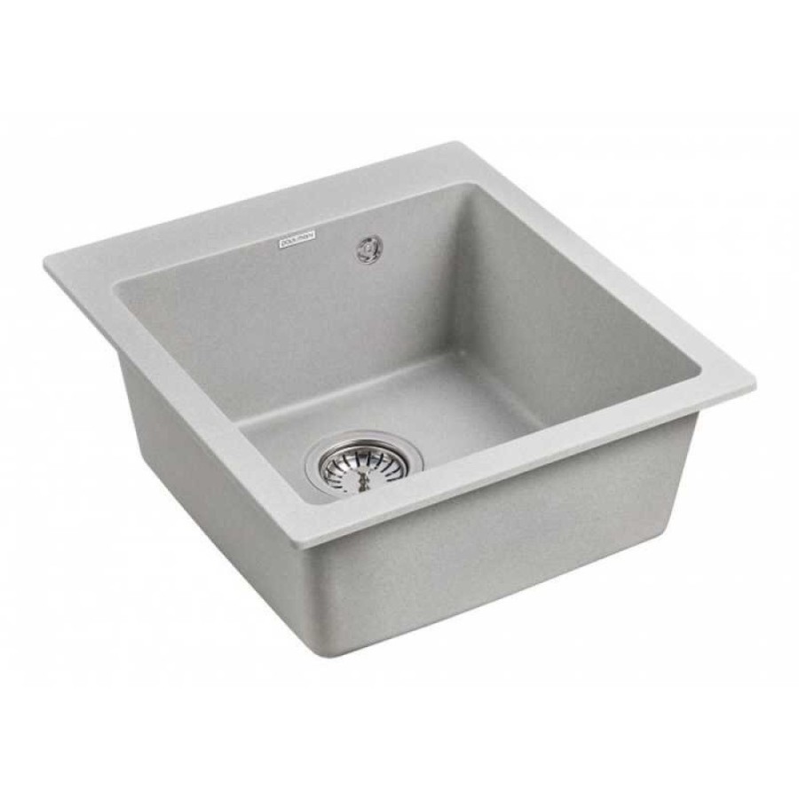 Мойка кухонная Paulmark Kante PM104651-GR, 46.5 см, кварцевая, серый