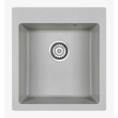 Мойка кухонная Paulmark Kante PM104651-GR, 46.5 см, кварцевая, серый