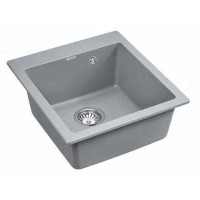 Мойка кухонная Paulmark Kante PM104651-GRM, 46.5 см, кварцевая, серый металлик