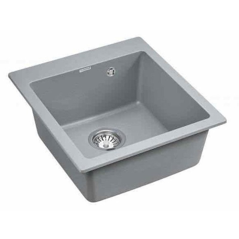 Мойка кухонная Paulmark Kante PM104651-GRM, 46.5 см, кварцевая, серый металлик