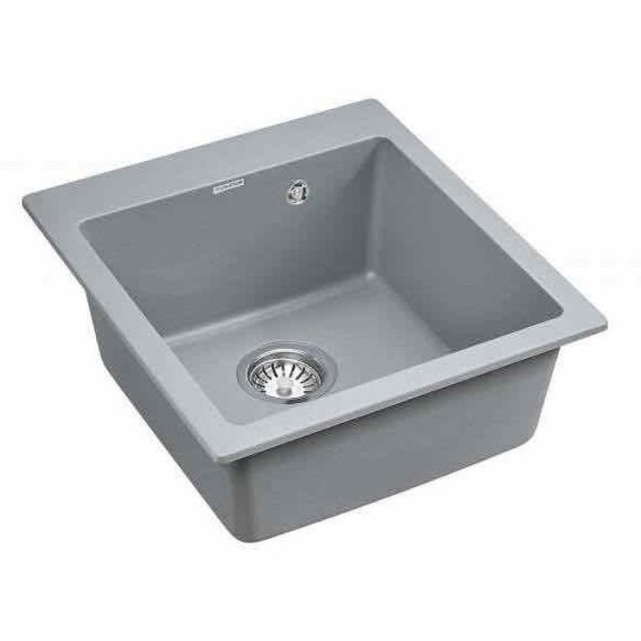 Мойка кухонная Paulmark Kante PM104651-GRM, 46.5 см, кварцевая, серый металлик