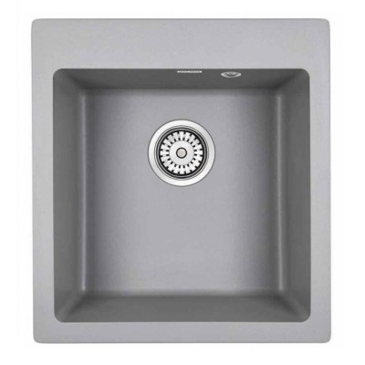 Мойка кухонная Paulmark Kante PM104651-GRM, 46.5 см, кварцевая, серый металлик