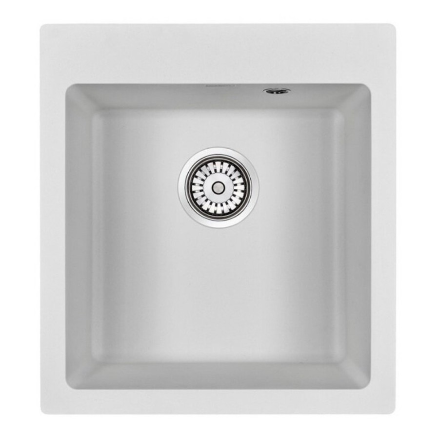Мойка кухонная Paulmark Kante PM104651-WH, 46.5 см, кварцевая, белый