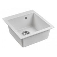 Мойка кухонная Paulmark Kante PM104651-WH, 46.5 см, кварцевая, белый