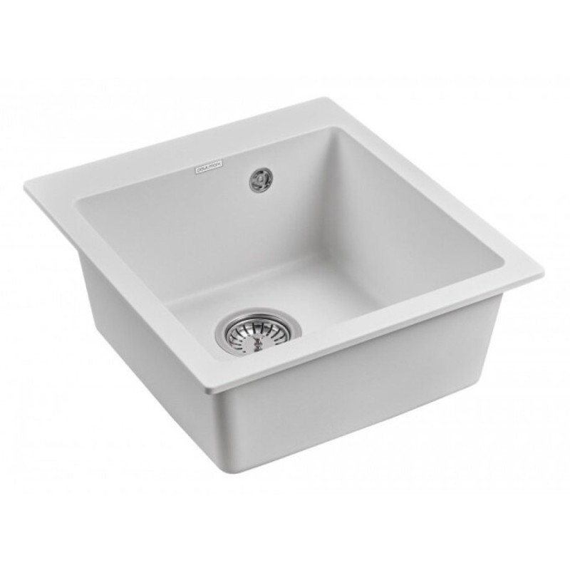 Мойка кухонная Paulmark Kante PM104651-WH, 46.5 см, кварцевая, белый