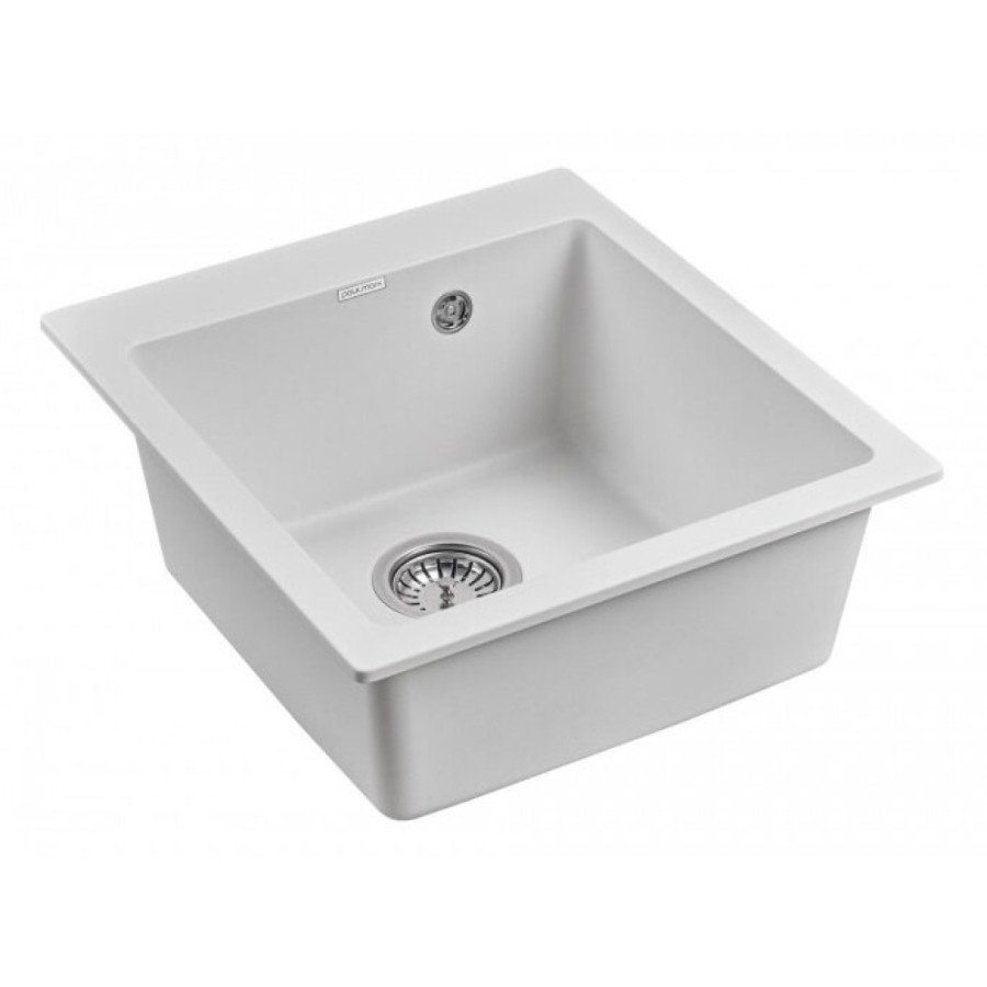 Мойка кухонная Paulmark Kante PM104651-WH, 46.5 см, кварцевая, белый